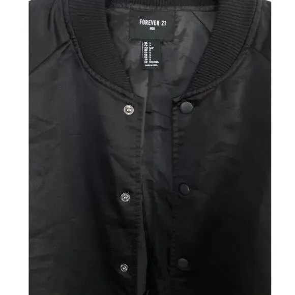 Forever 21 Black Bomber Jacket Small - Picture 4 of 6